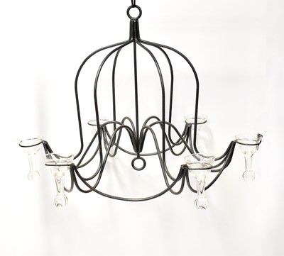 Lot 157 - A contemporary six-branch chandelier, each...