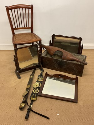 Lot 655 - A chair, oak trough, three mirrors, horse...