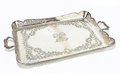 Lot 2014 - An Edwardian pierced silver plated twin...