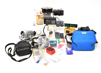 Lot 408 - Various cameras, a camcorder and accessories...