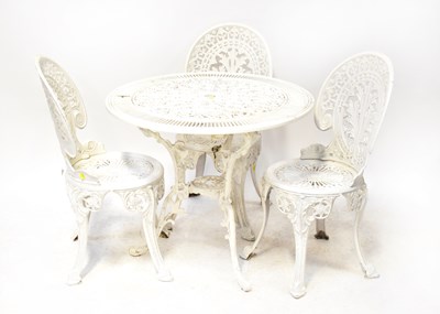 Lot 132 - A modern cast aluminium circular garden table,...