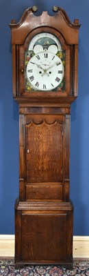 Lot 2650 - A George III oak eight day longcase clock, the...