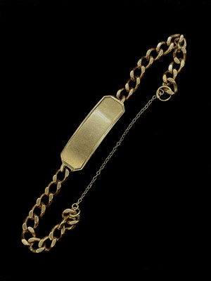 Lot 1238 - A 9ct yellow gold curb link identity bracelet,...