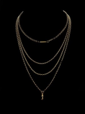 Lot 1247 - A late Victorian yellow metal long guard with...