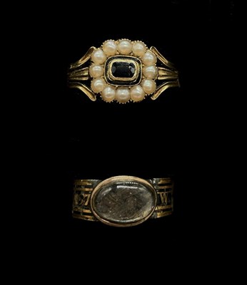 Lot 1258 - A George IV 18ct yellow gold seed pearl black...