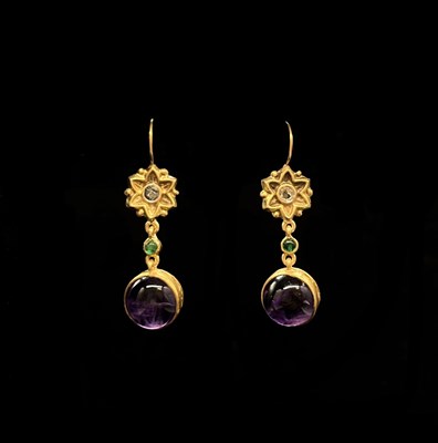 Lot 1117 - A pair of 14ct yellow gold and silver gilt...
