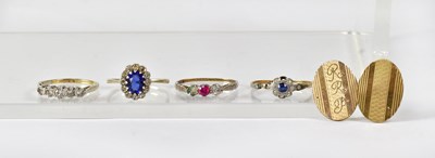 Lot 830 - Four various 9ct gold and silver dress rings,...