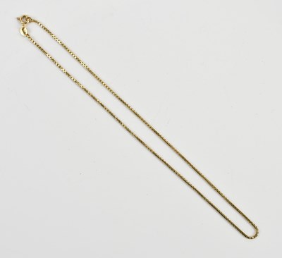 Lot 389 - A 9ct yellow gold box link necklace, length...
