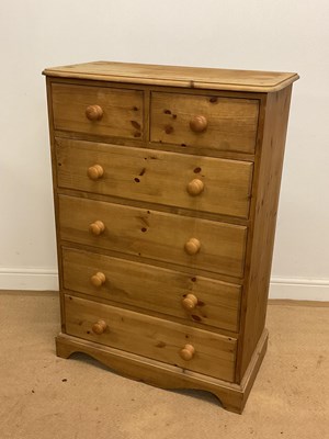 Lot 646 - A pine chest of two short over four long...