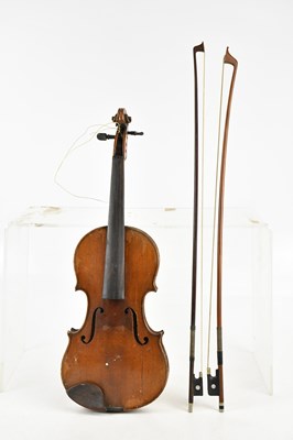 Lot 1115 - A full size German violin, with spurious label...