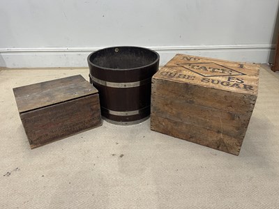 Lot 1364 - A vintage coopered oak barrel with drop...