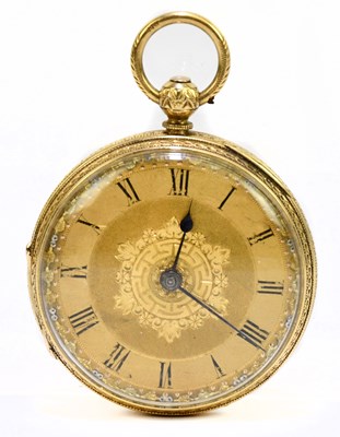 Lot 1757 - An 18ct yellow gold key wind fob watch with...