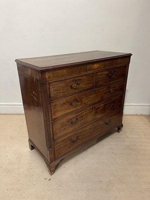 Lot 1275 - A Victorian inlaid mahogany chest of two short...