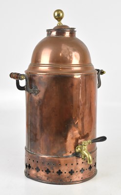 Lot 2403 - A late Victorian copper and brass tea urn,...