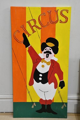 Lot 479 - UNATTRIBUTED; oil on board, figure of a circus...