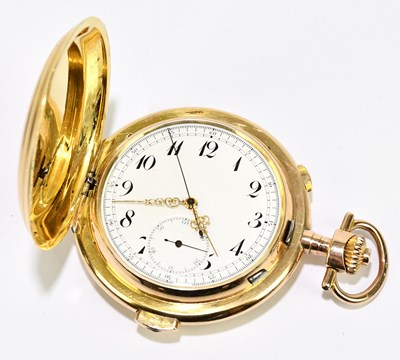 Lot 1751 - A 14ct Swiss yellow gold full Hunter crown...