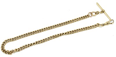 Lot 1530 - A 9ct rose gold Albert chain with T-bar and...