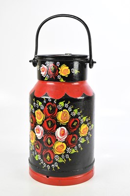 Lot 1402 - A hand painted bargeware milk churn, height...