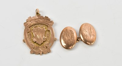 Lot 15 - A single 9ct gold cufflink and a 9ct yellow...