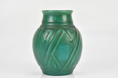 Lot 437 - ROYAL LANCASTRIAN; a green glazed vase with...