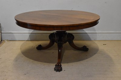 Lot 1110 - A 19th century rosewood tilt-top breakfast...
