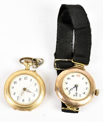 Lot 1783 - A 14ct yellow gold crown wind fob watch,...