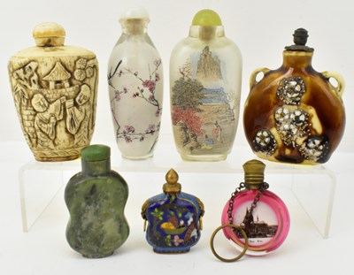 Lot 648 - A group of six Oriental snuff bottles, two...