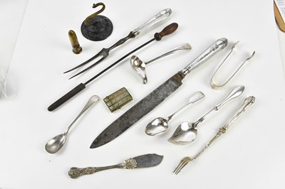 Lot 1326 - A hallmarked silver handled carving set...