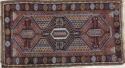 Lot 554 - A Hamadan red ground rug, 106 x 198cm