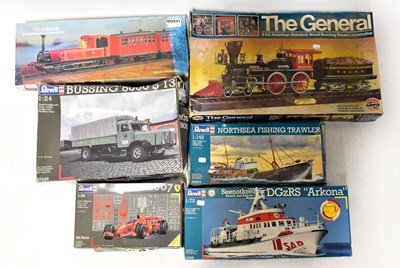 Lot 393 - Six boxed model kits including an Airfix The...