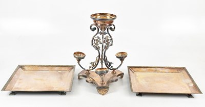 Lot 1502 - A Victorian silver plated centrepiece, height...