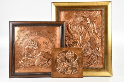 Lot 1479 - Three Iranian copper panels including a square...