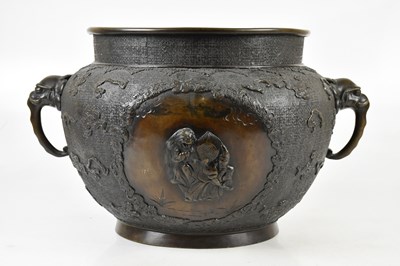 Lot 543 - A large Japanese bronze twin handled...