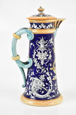 Lot 680 - A French decorative majolica ewer with lid,...