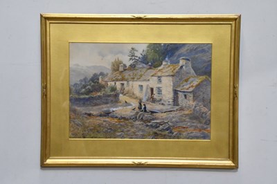 Lot 430 - HERBERT MOXON COOK; watercolour, 'Cottages at...