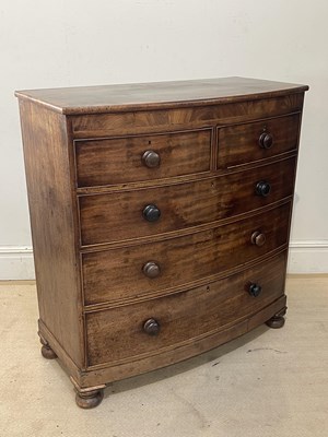 Lot 1206 - A Victorian mahogany bowfronted chest of two...