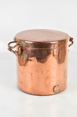 Lot 1506 - A Victorian copper twin handled lidded pan...