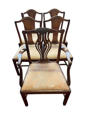 Lot 1196 - Four 19th century mahogany dining chairs with...