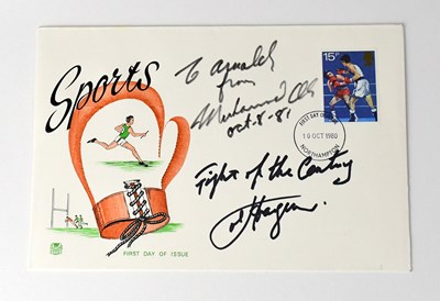 Lot 660 - MUHAMMED ALI & JOE FRAZIER; a first day cover...