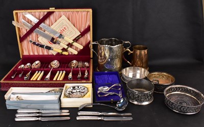 Lot 813 - Various silver plated items to include cutlery...