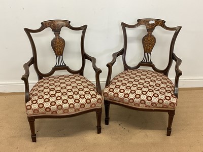 Lot 644 - A pair of early 20th century mahogany inlaid...