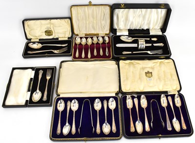 Lot 890 - Six cased cutlery sets to include two coffee...