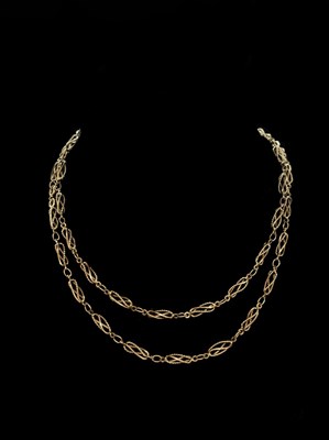 Lot 1202 - A 9ct yellow gold fancy link chain, length...