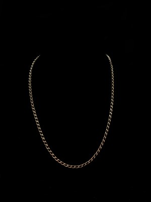 Lot 1203 - A 9ct yellow gold flat link chain, approx...