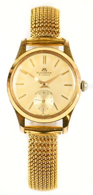 Lot 1673 - BUCHERE; a lady's gold plated wristwatch, the...