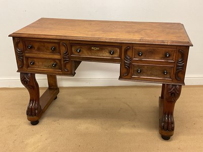 Lot 611 - A burr walnut side table, height 79cm, width...