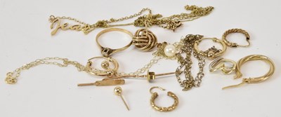 Lot 1097 - A quantity of scrap 9ct yellow gold and yellow...