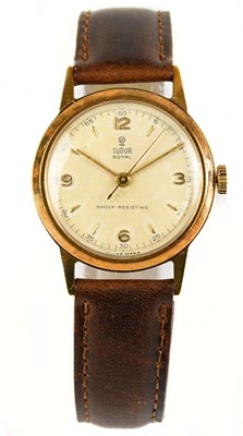 Lot 1659 - TUDOR ROYAL; a 9ct gold wristwatch with Arabic...
