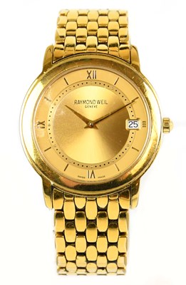 Lot 1695 - RAYMOND WEIL; a gentleman's gold plated...