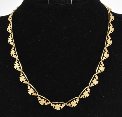 Lot 1205 - A 9ct yellow gold lady's necklace, length...
